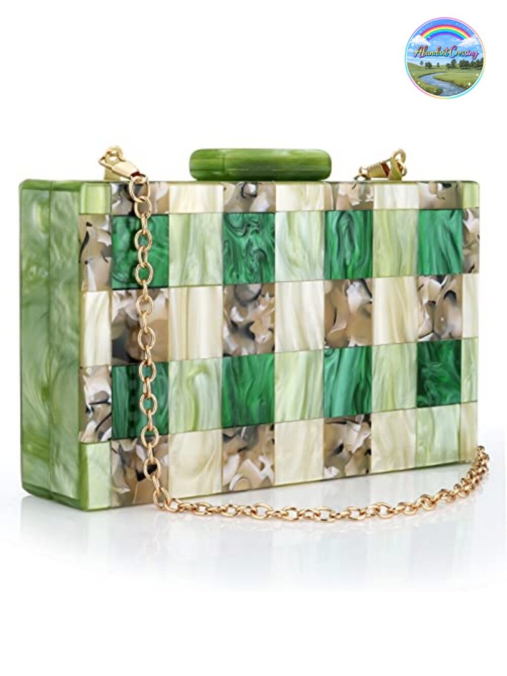 Acrylic Marble Clutch with Detachable Chain Crossbody Evening Bag